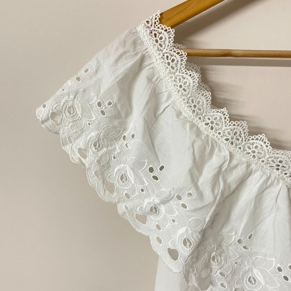 Medium- White Off-shoulder Mini Dress - Picture 7 of 9